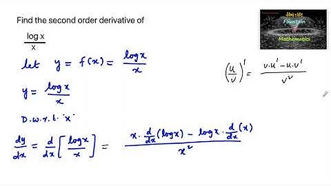 Find the second order derivative of the function (log x)/x|Ncert|Continuity and Differentiation|12