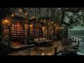 Vintage Seaside Bookstore Ambience | Dark Academia Piano Music with Rain Sounds