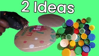 2 Ideas manualidades bien facil con tapas y de cartón/2very Easy craft ideas with lids AND cardboard