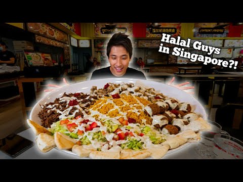 MASSIVE Halal Guys Platter in Singapore?!   Chicken Over Rice Mukbang! Middle Eastern Food Platter!