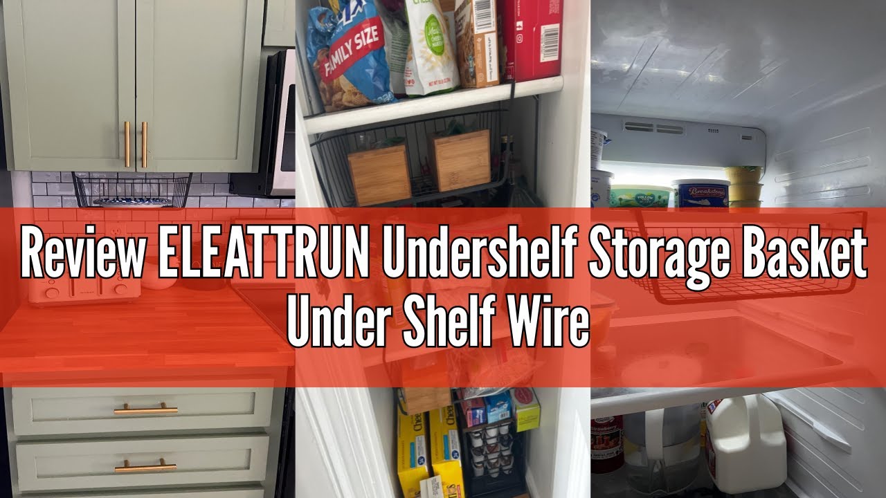 Review ELEATTRUN Undershelf Storage Basket Under Shelf Wire Basket Household Metal Under Shelf Hangi