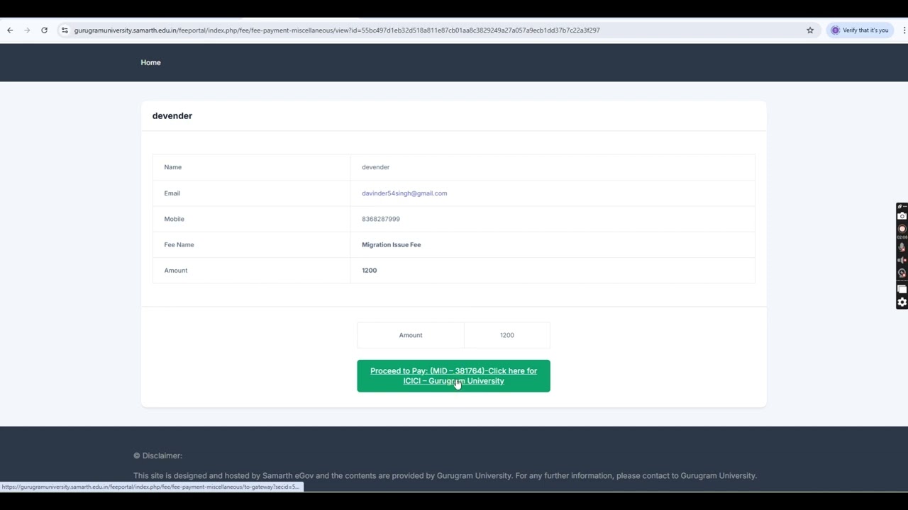 🎓 How to Pay Migration Issue Fee on Samarth Portal – Gurugram University, Gurugram
