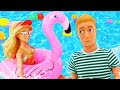 Barbie and Ken. Toy Dolls at the Water Park