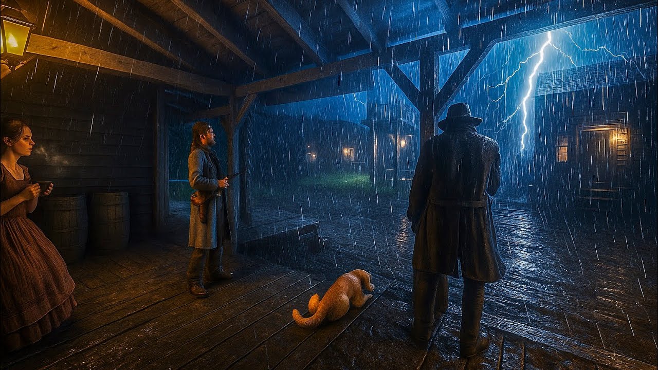 Taking Shelter on the Porch in Valentine – Stormy Night with Friends & My Dog | RDR2 ASMR