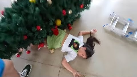 ÁRVORE DE NATAL CAIU EM CIMA DELA