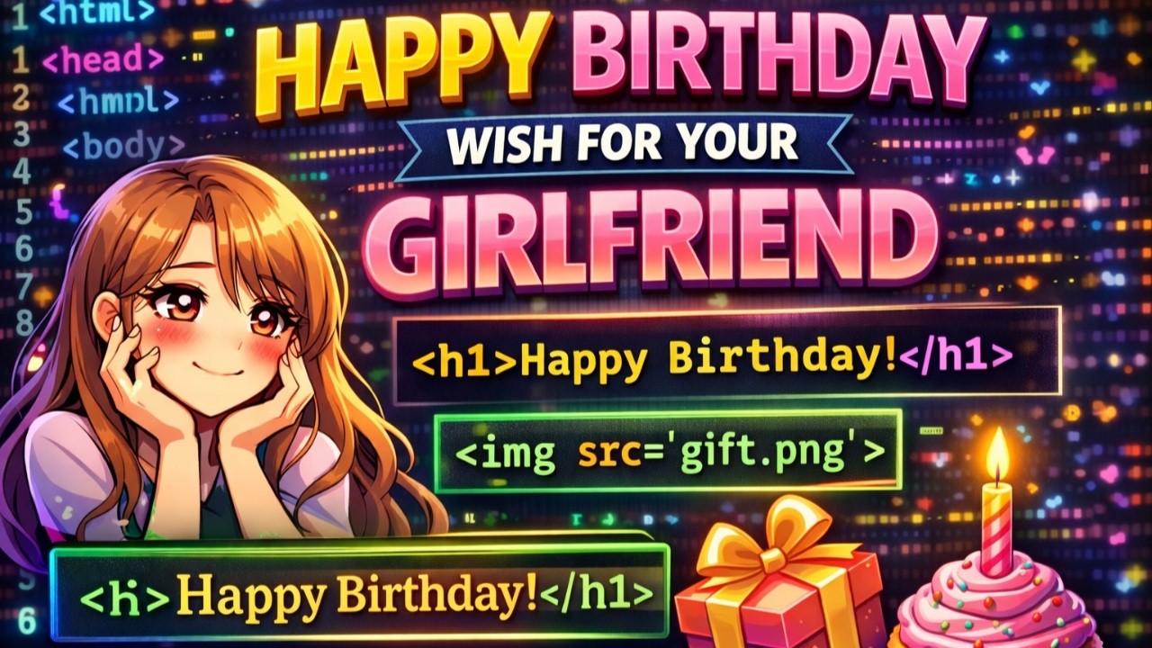 Birthday Wishes For Crush Using Html Css Javascript Birthday wishes using HTML code | birthday Wish For a Couple | HTML ...