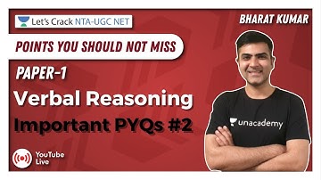 Verbal Reasoning - Important PYQs #2 | NTA UGC NET Paper 1 | Kumar Bharat