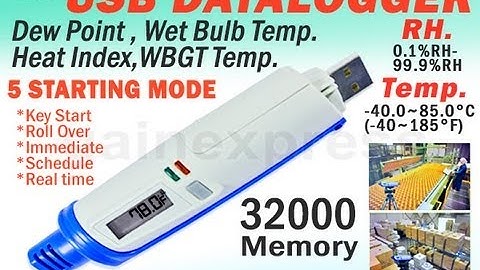 Patented Mini USB Temperature (°C / °F ) and Humidity ( RH ) Datalogger w/ 32,000 Memory
