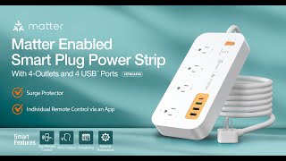 j5create | Matter Enabled Smart Plug Power Strip With 4-Outlets and 4 USB™ Ports | JSPAC4430