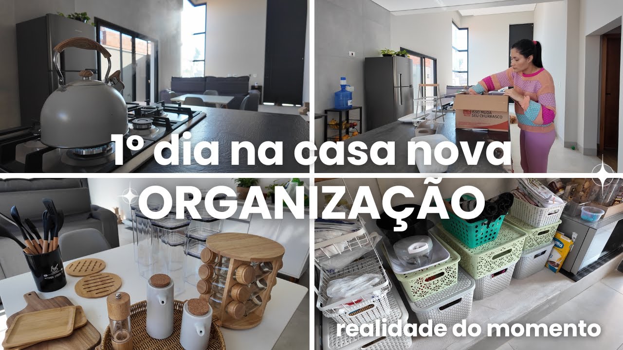 PRIMEIRO DIA CASA NOVA: organização da casa sem móveis planejados, nossa realidade atual é essa