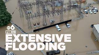 DRONE Footage shows extensive flood damage in Ohio
