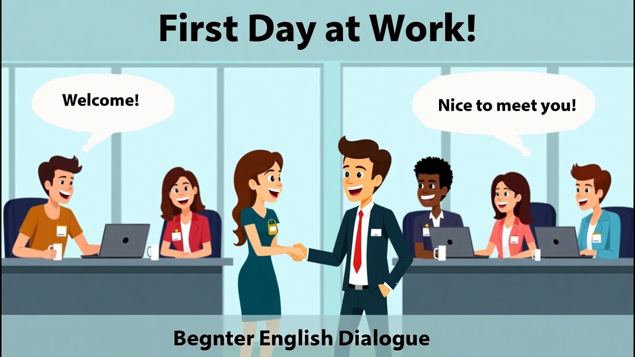 First Day at Work in English | Easy Office Conversation for Beginners ...