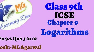 Class 9th ICSE Math Ch 9 Logarithm Ex 9.2 Qus 3 to 10
