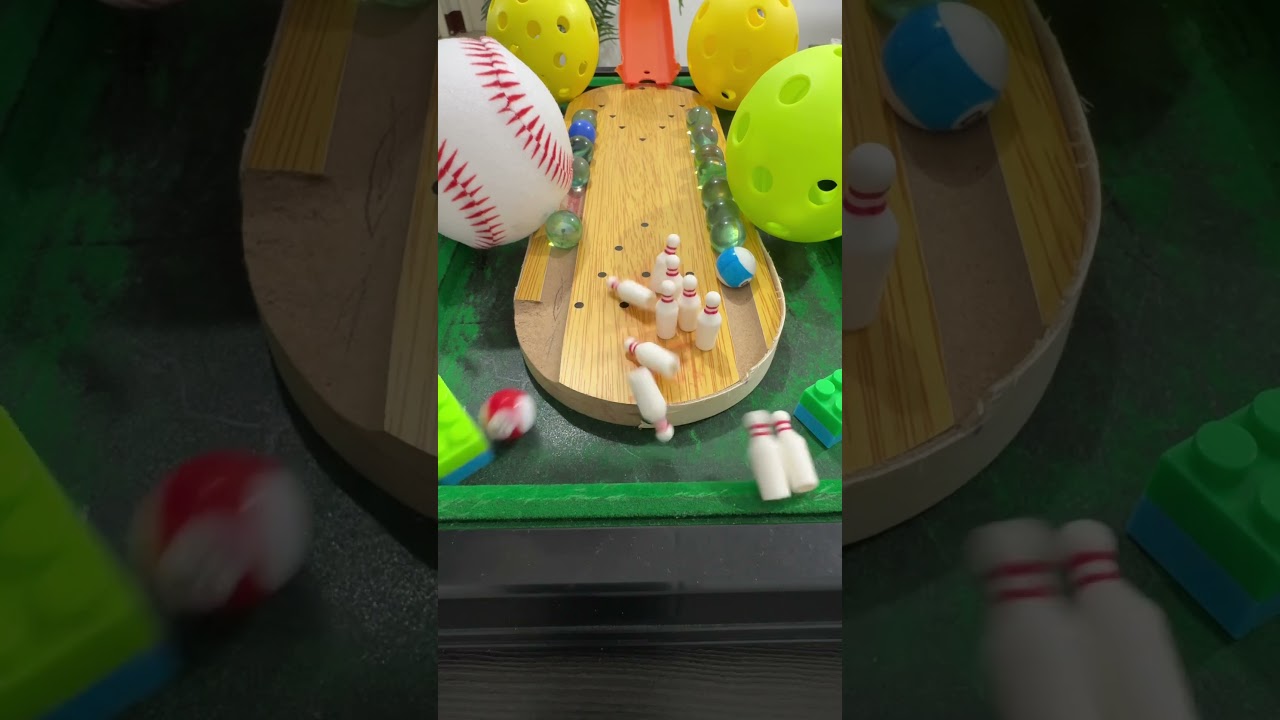 Turning a pool table into a bowling lane-pickleball edition 🎳🥎 