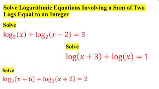 Solve Logarithmic Equations Involving a Sum of Two Logs Equal to an Integer