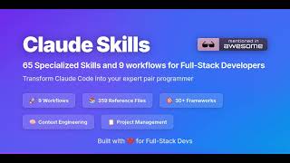 GitHub - Jeffallan/claude-skills: 65 Specialized Skills for Full-Stack Developers. Transform Clau...