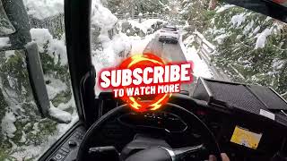 قيادة الشاحنة في طريق صغيرفوق الجبال Drive a SCANIA truck on a small narrow road over the snowy Alps