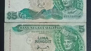 Duit lama 5 ringgit siri 6 Jaafar Hussein dan siri 7 Ahmad Don.