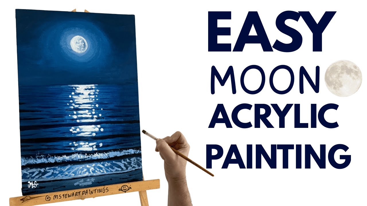 Easy Full Moon Acrylic Painting Tutorial For Beginners - YouTube