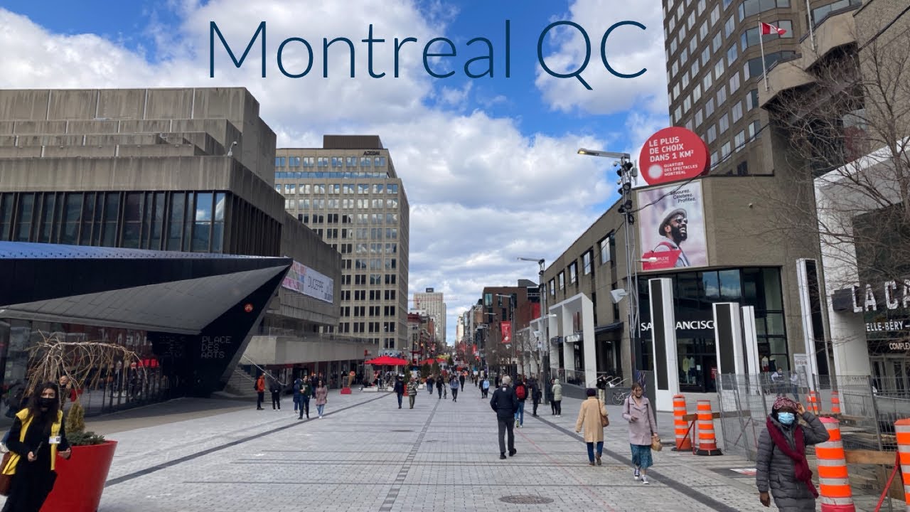 Walking St Catherine Street in Downtown Montreal Quebec 04/22/2022 ...