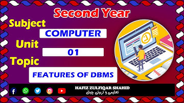 Inter Part-2 Computer Unit 01{Lecture No 4} Features Of DBMS  #computer  #hafizzulfiqarshahid