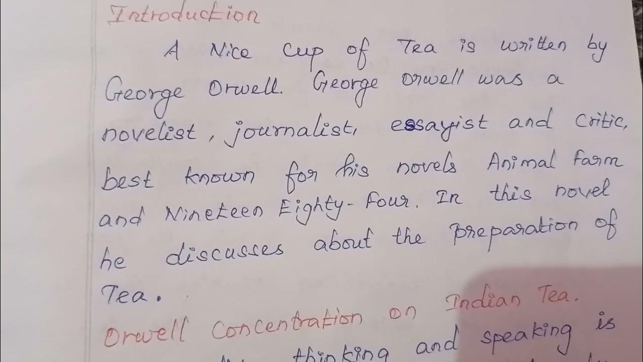 12 th standard lesson a nice cup of tea paragraph YouTube
