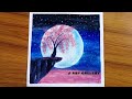 Cherry Blossom under Moonlight | Acrylic painting tutorial #8 | J ART GALLERY