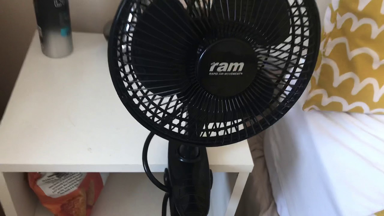 The Ram 6 inch black clip on Fan Running