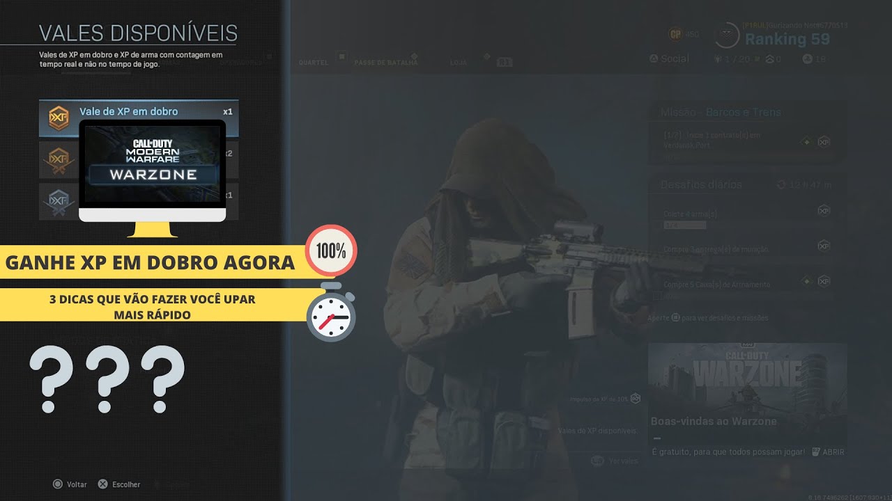 COMO UPAR MAIS RÁPIDO NO COD WARZONE !! (MUITO RÁPIDO E FÁCIL)