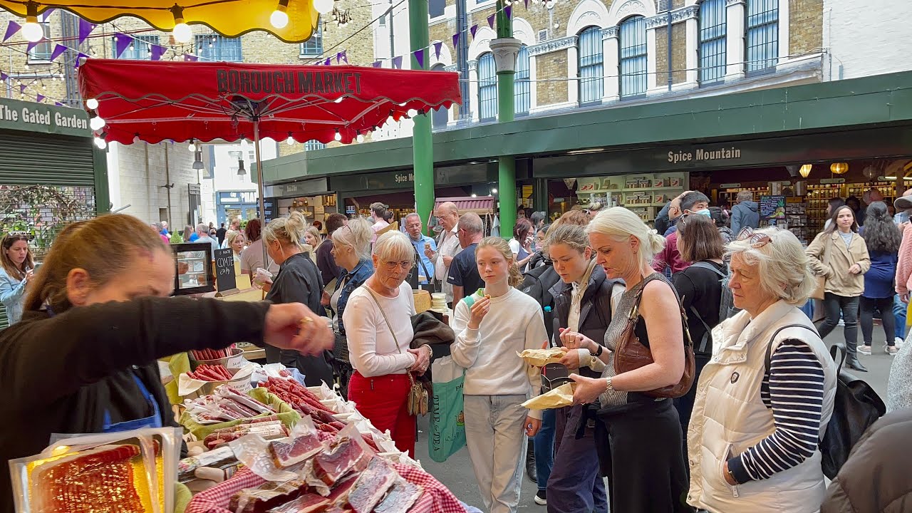 Borough Market | London walking Tour | London Street Food | Central London - June 2022 [4k HDR]