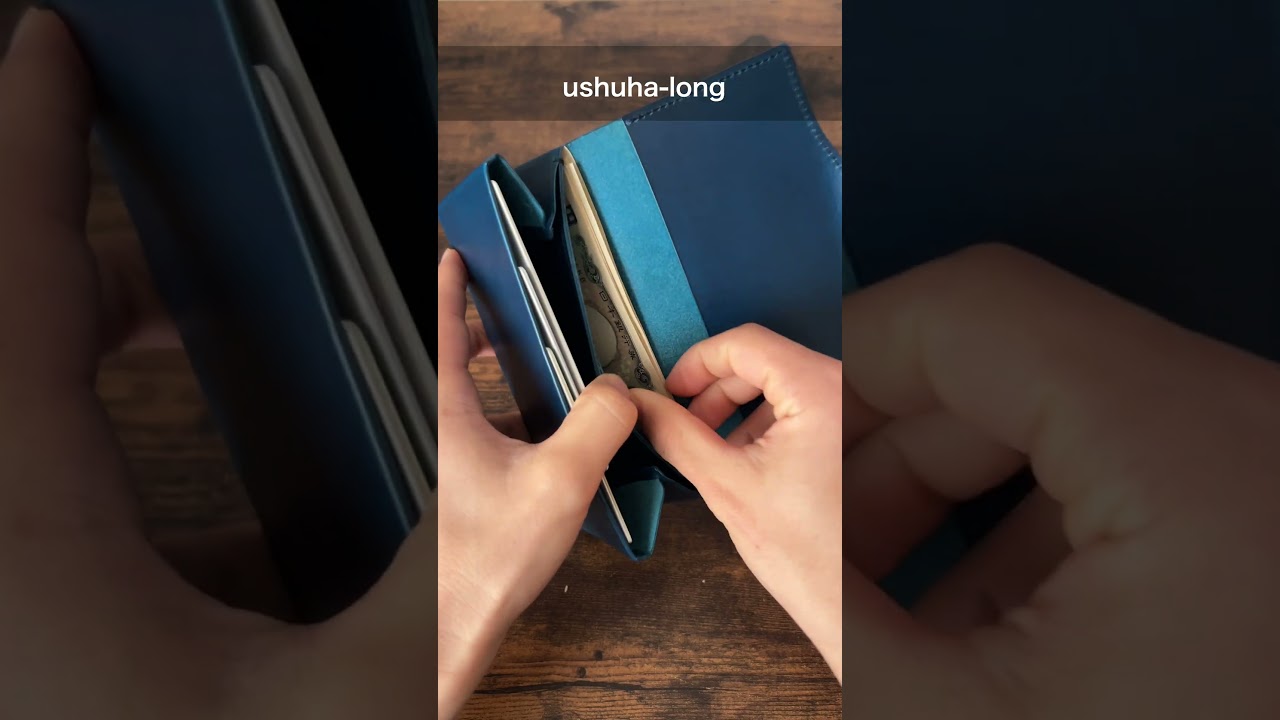 湾曲美を楽しめるギボシで開閉するコンパクト長財布/ushuhalong 