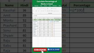 Calculate Percentage of Students Marks sheet in Excel #excel #exceltips #exceltricks