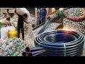 Turning Mountains of Plastic Waste Into Water Pipes - Incredible Cans Recycling Into Garden Pipes