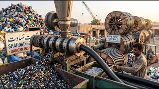 Turning Mountains of Plastic Waste Into Water Pipes - Incredible Cans Recycling Into Garden Pipes