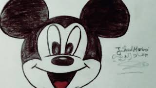 كيفية رسم ميكي ماوس بالرصاص والالوان للاطفال/ How to draw Mickey Mouse
