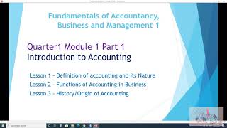 Introduction to Accounting | FABM 1 | Module 1 | Part 1