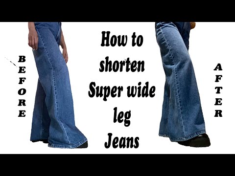 【BOK PLACE】Always Hem Cutting Wide Denim Pants How to Shorten Denim Pants (super wide leg jeans