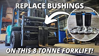 Making & Replacing Bushings on BIG Forklift! | Machining & Installing
