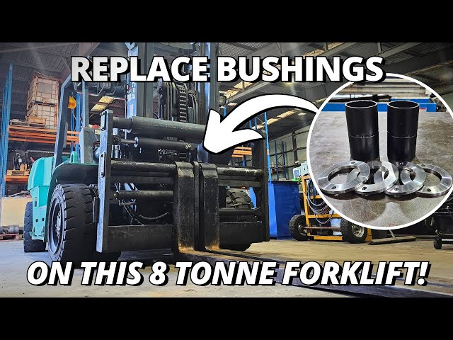 Making & Replacing Bushings on BIG Forklift! | Machining & Installing class=
