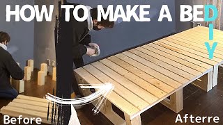 【DIY】パレットベッドを自作！1×4材と角材の２種類のサイズのみでできる作り方　How to make a bed