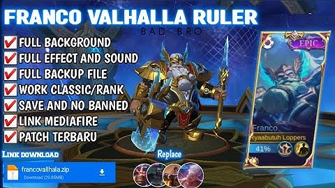 Script Skin Franco Epic - Valhalla Ruler No Password | Full Effects New Voice Mobile Legends