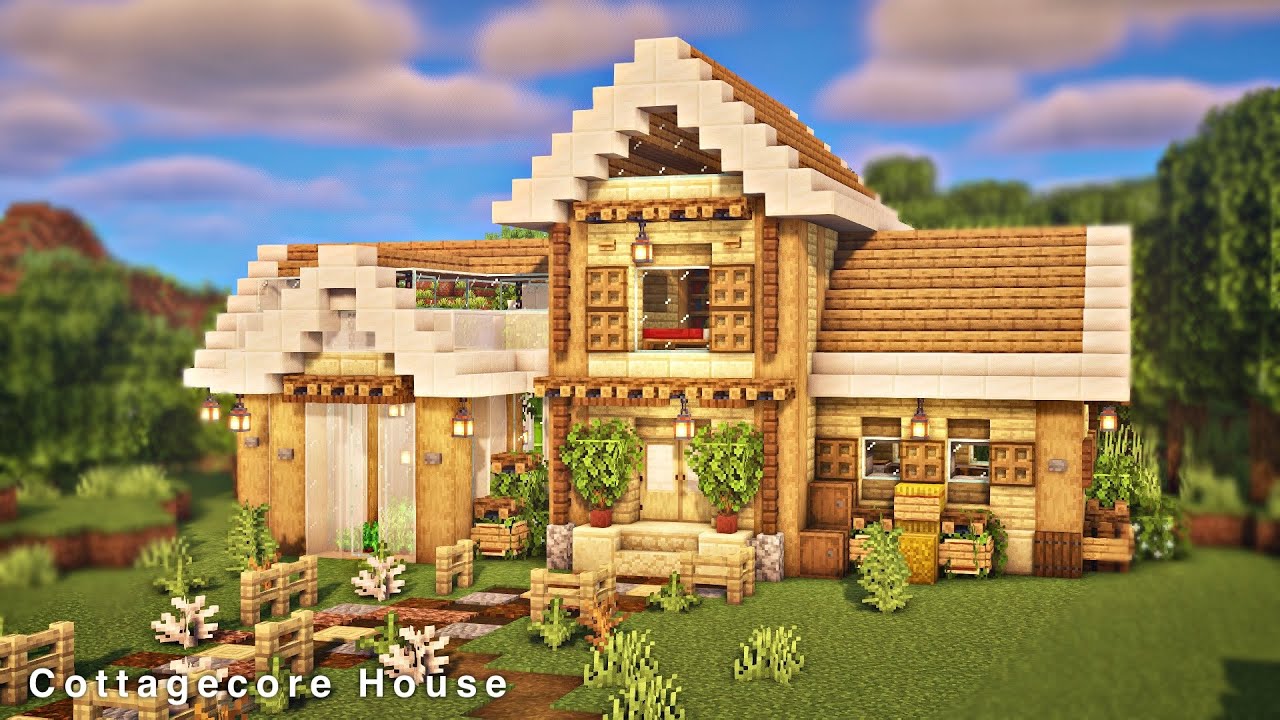 Minecraft | How to Build a Cottagecore House with Greenhouse | Tutorial ...