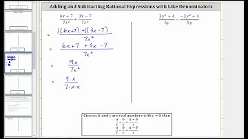 Add or Subtract Basic Rational Expressions with Like Denominators ax and bx^2