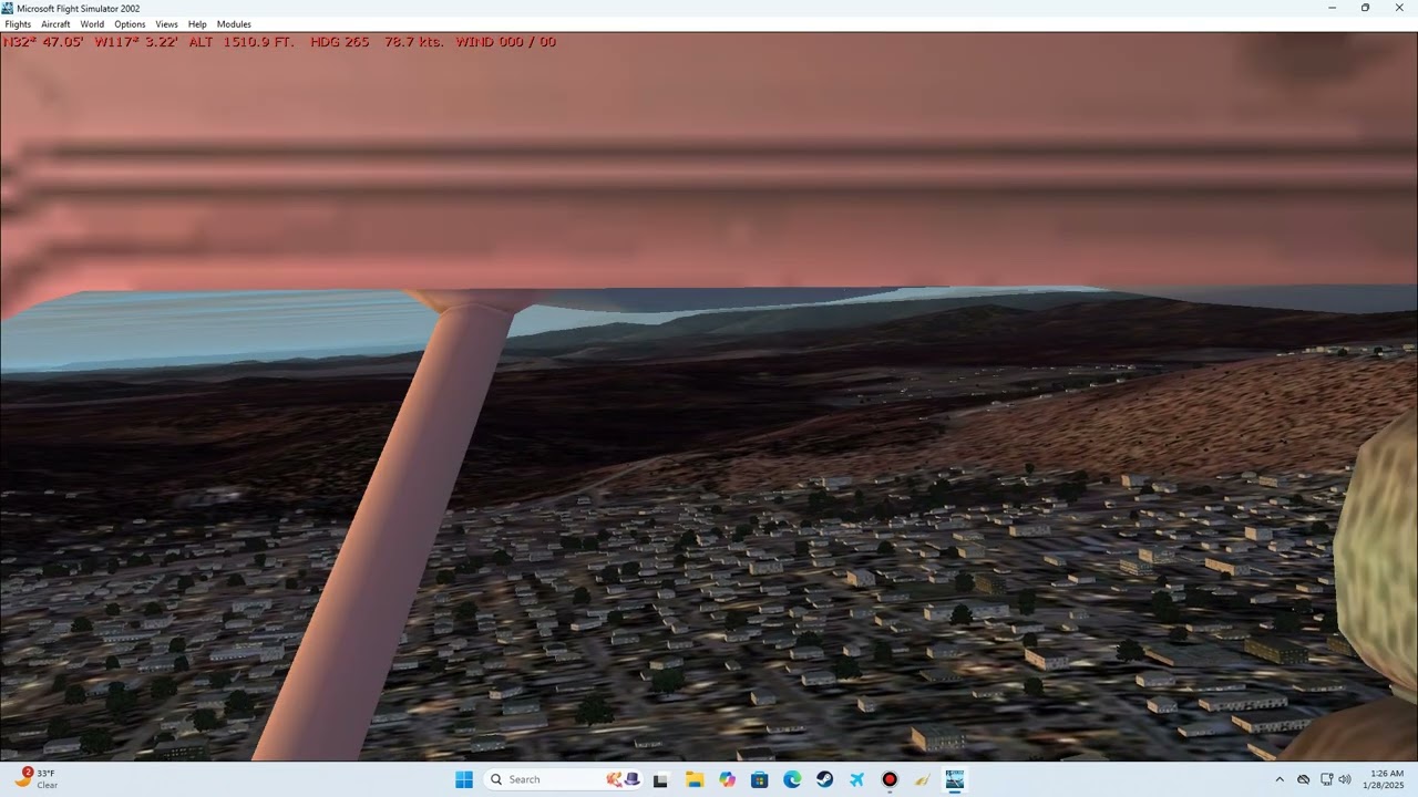 MSFS 2002 introductory flight at Montgomery field.