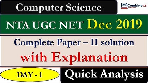 UGC NET PYQ | NTA UGC NET December 2019 Computer Science Paper Solutions | UGC NET Computer Science