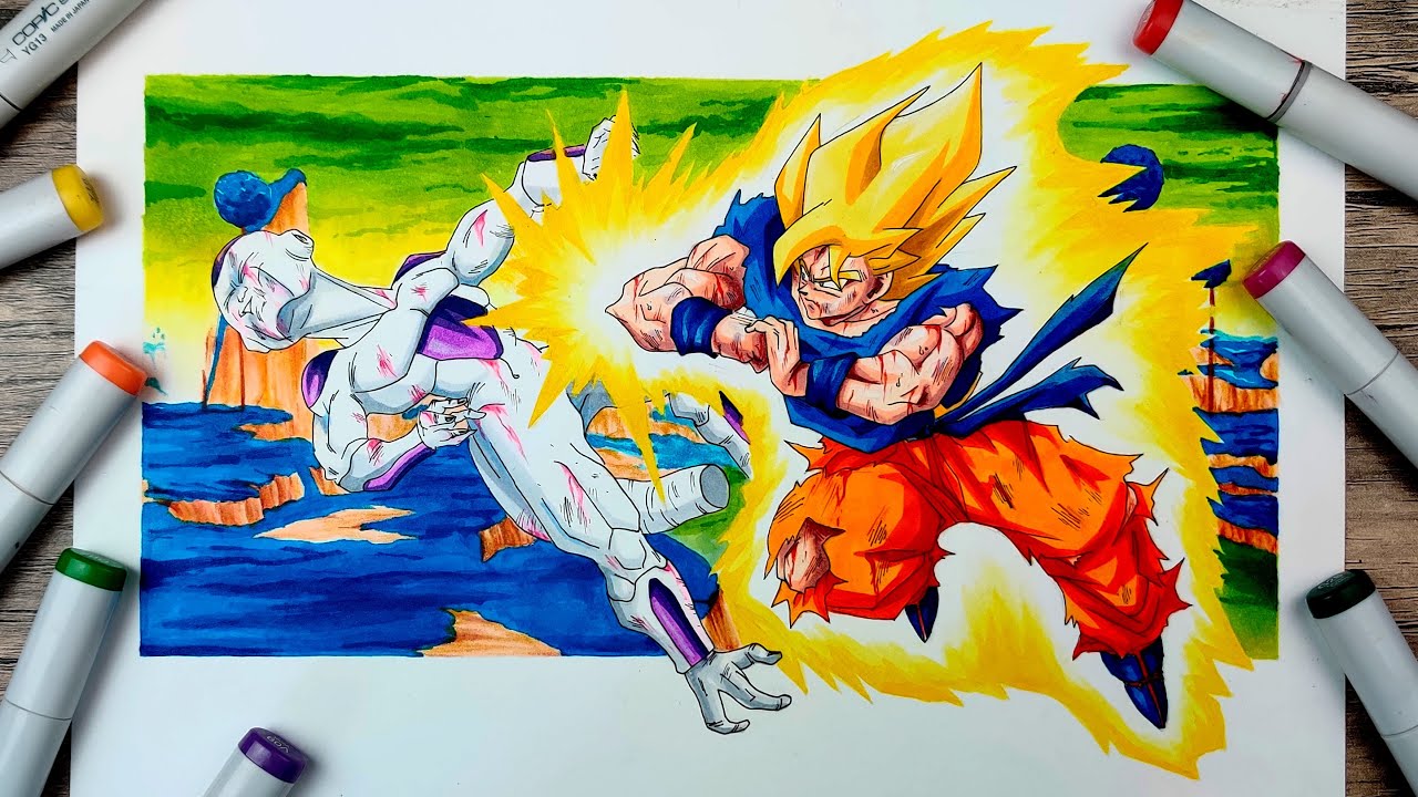 Drawing GOKU Ssj VS FRIEZA Final Form  Epic NAMEK Battle