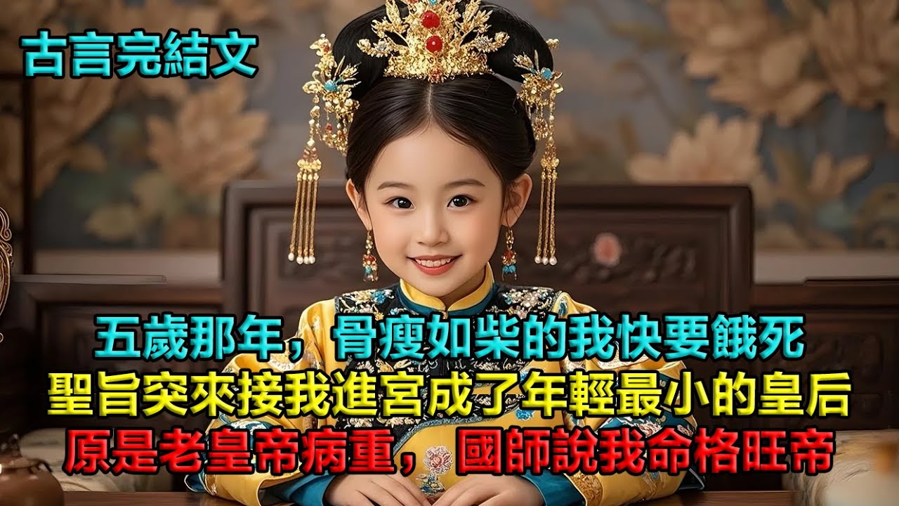 五歲那年，骨瘦如柴的我，窩在府中角落裡快要餓死時，突然來了一道聖旨，把我接進了宮，原是老皇帝病重， 國師掐指一算，說我命格旺帝，入主中宮能保皇帝渡過此劫。於是， 我成了年紀最小的皇后