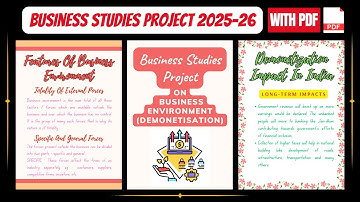 Business Studies Project on "Business Environment" Demonetisation || Class 12th 2025-26 || With PDF