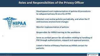 The hipaa privacy officer understanding my responsibilities required
by crucial to your pra