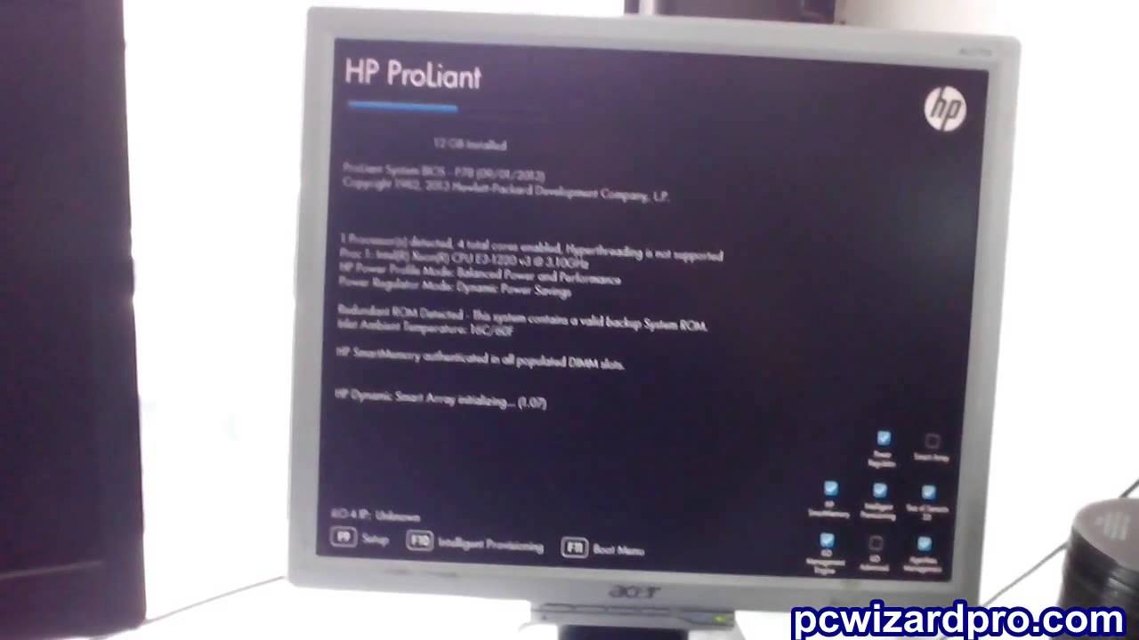 Hp Proliant Ml310 Gen8 First Start Configuration Youtube